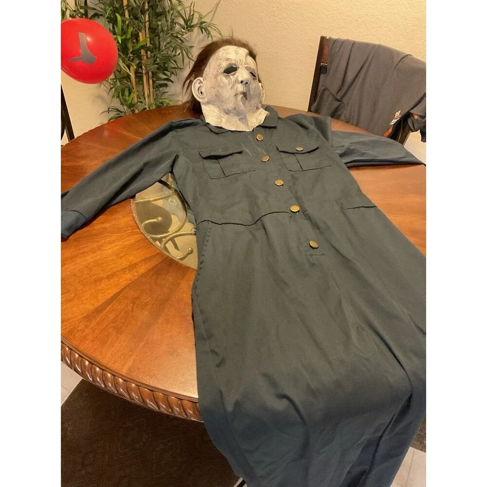 Michael Myers Halloween II Costume Adult Large Blue Jumpsuit Bloody Mask Spirit - Picture 5 of 9
